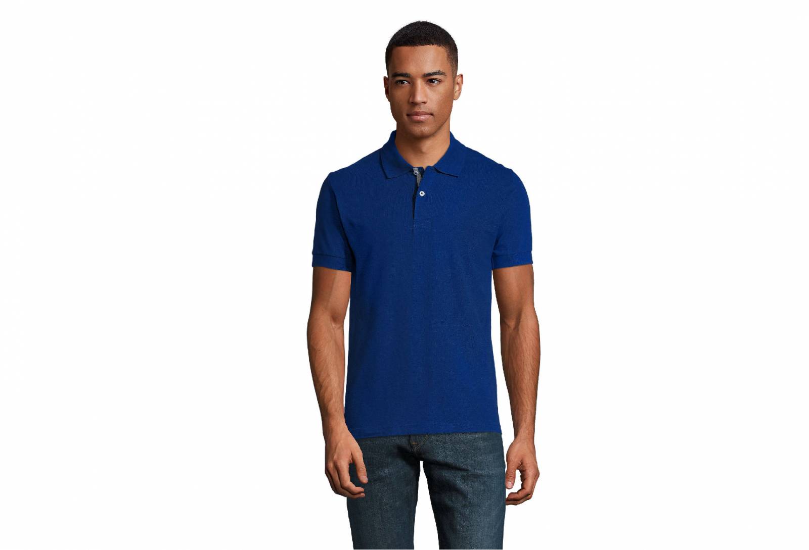 Polo bleu manches courtes pour homme personnalisable Villefranche sur Saône